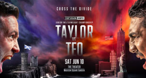 Josh Taylor defends his WBO super lightweight world title against Teofimo Lopez in New York on Saturday Photo Credit: Top Rank Boxing