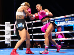 Alycia Baumgardner retains her undisputed crown defeating Christina Linardatou overnight on points with scores of 99-91, & 98-92(x2). Photo Credit: Matchroom Boxing (Twitter).