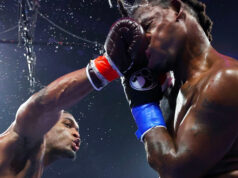 Big Baby, Jared Anderson, completed his homecoming by going the distance for the first time in his career to see of Charles Martin on points. Photo Credit: Top Rank Boxing (Twitter).
