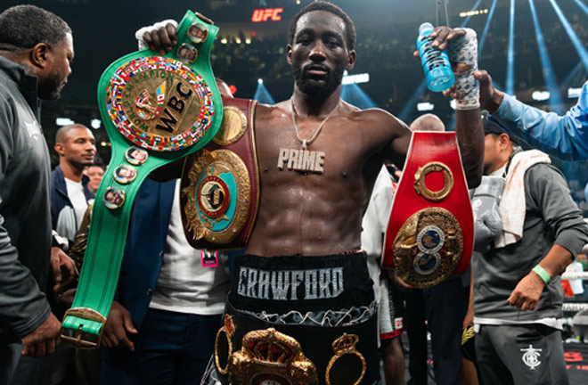 Crawford now holds all four belts at 147 pounds.  Photo: Ryan Hafey/Premier Boxing Champions