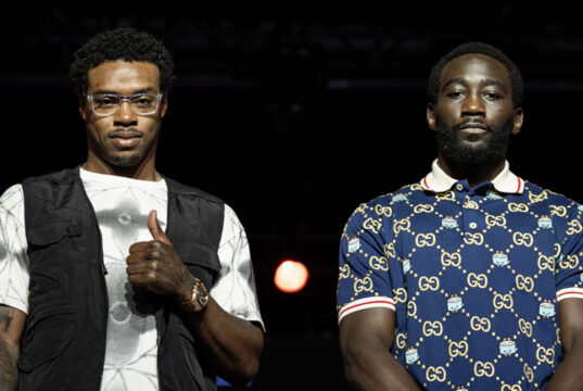 Errol Spence Jr clashes with Terence Crawford for the undisputed welterweight championship in Las Vegas on Saturday Photo Credit: Amanda Westcott/SHOWTIME