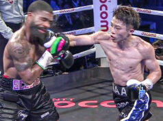 Naoya Inoue made it 20-0 (18 KOs) against Stephen Fulton on route to becoming WBO & WBC Jr. Featherweight World Champion and to win a another world title in 4th weight class. Photo Credit: ESPN Twitter.