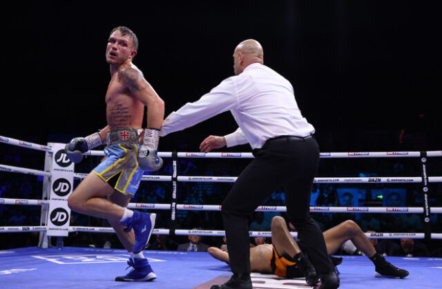 Dalton Smith's stopped Sam Maxwell with a 7th round KO to win the British Super Lightweight championship outright and claim the Commonwealth title. Photo Credit: Mark Robinson/Matchroom Boxing