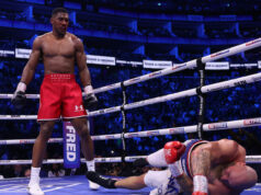 Anthony Joshua destroyed Robert Helenius with a brutal one-punch knockout on Saturday at the O2 Arena Photo Credit: Mark Robinson/Matchroom Boxing