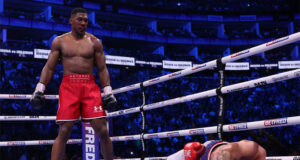 Anthony Joshua destroyed Robert Helenius with a brutal one-punch knockout on Saturday at the O2 Arena Photo Credit: Mark Robinson/Matchroom Boxing