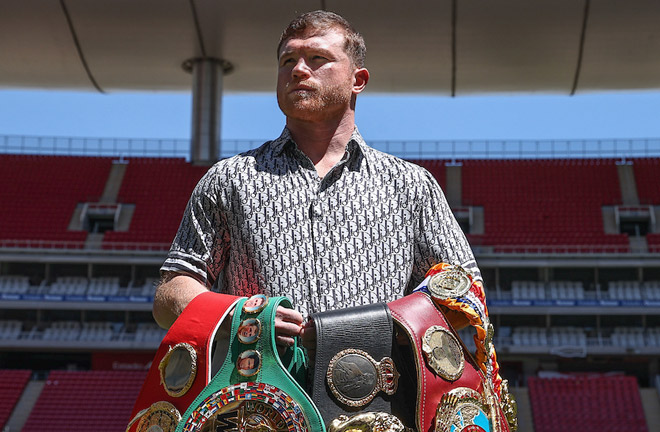Canelo is set to defend his titles against Charlo in September Photo Credit: Melina Pizano/Matchroom