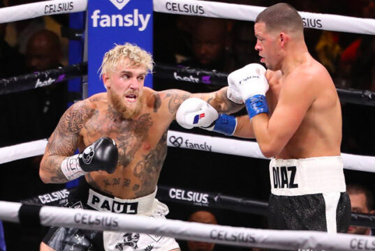 Jake Paul beats MMA veteran Nate Diaz in Dallas last night. Photo Credit: Twitter.