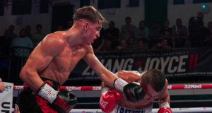 After being stopped during the ninth round, due to an accidental head clash, Dennis McCann and Ionut Baluta could not be separated on the scorecards. Photo Credit: Queensberry Promotions / RoundnBout Media.