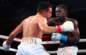 Richardson Hitchins takes a Unanimous Decision victory over Jose Zepeda in Orlando. Photo Credit: Matchroom Boxing (Twitter).