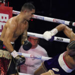 Opetaia dropped Thompson in the third round Photo Credit: Dave Thompson/Matchroom Boxing