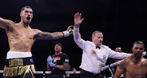 Jai Opetaia stopped Jordan Thompson in the fourth round to retain his IBF cruiserweight world title in Wembley on Saturday Photo Credit: Mark Robinson/Matchroom Boxing