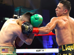 Luis Alberto Lopez had to settle for a decision win against Joet Gonzalez to retain his featherweight title. Photo Credit: Top Rank Boxing.