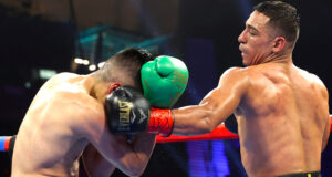 Luis Alberto Lopez had to settle for a decision win against Joet Gonzalez to retain his featherweight title. Photo Credit: Top Rank Boxing.