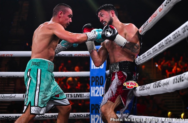 Tim Tszyu poured it on late to secure an impressive UD win over Mendoza in front of his home fans. Photo Credit: Showtime Boxing