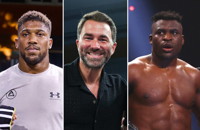 Eddie Hearn has opened the door to a potential Anthony Joshua vs Francis Ngannou clash Photo Credit: Mark Robinson/Ed Mulholland/Matchroom Boxing/Mikey Williams/Top Rank