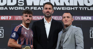 Leigh Wood defends his WBA featherweight world title against Josh Warrington in Sheffield on Saturday, live on DAZN Photo Credit: Mark Robinson/Matchroom Boxing