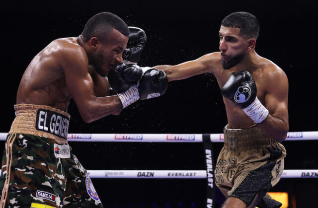 In the main event, Shabaz Masoud wins against the very tough Jose Sanmartin.  Photo credit: Mark Robinson / Boxing at Matchroom