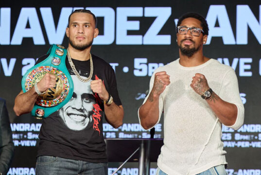 The WBC interim world title is on the line as Benavidez and Andrade clash in Vegas. Credit:Esther Lin/SHOWTIME