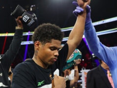Stevenson was crowned a three weight world champion at the T-Mobile Arena Credit: Mikey Williams Top Rank