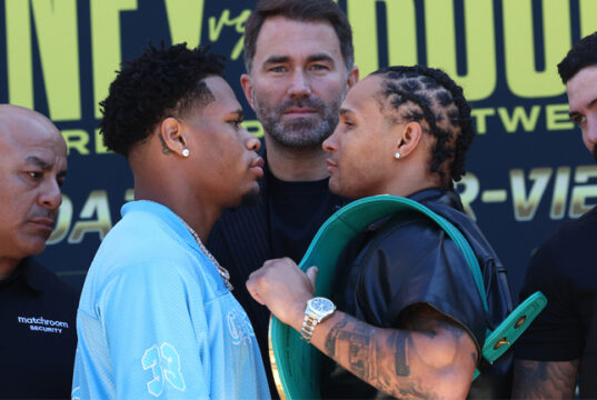 Devin Haney and Regis Prograis lock horns for the WBC super lightweight world title this weekend. Credit: Ed Mulholland/Matchroom.