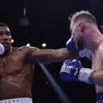Anthony Joshua forced Otto Wallin to retire on his stool after five punishing rounds in Saudi Arabia on Saturday Photo Credit: Mark Robinson/Matchroom Boxing