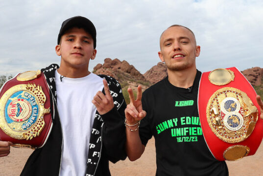 Jesse Bam Rodriguez and Sunny Edwards clash in a flyweight unification on Saturday in Phoenix, live on DAZN Photo Credit: Melina Pizano/Matchroom