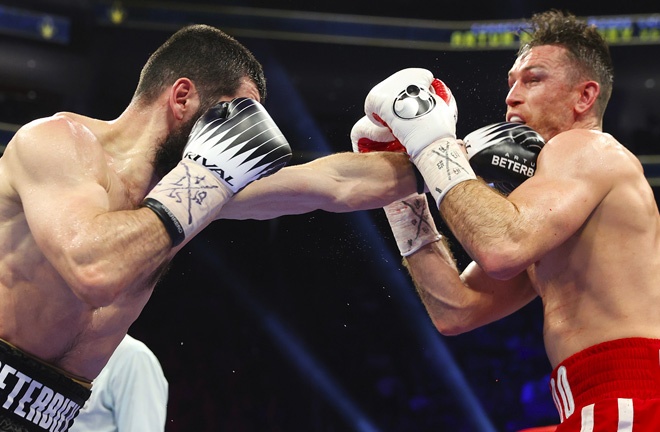 Beterbiev dropped Smith twice in the seventh round before the fight was waved off Photo Credit: Mikey Williams/Top Rank