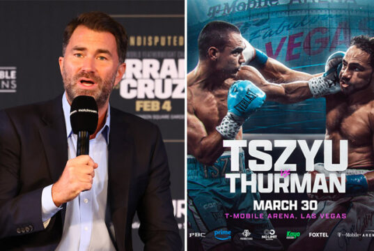 Eddie Hearn has questioned how well Tim Tszyu vs Keith Thurman will do on pay-per-view Photo Credit: Ed Mulholland/Matchroom/Premier Boxing Champions