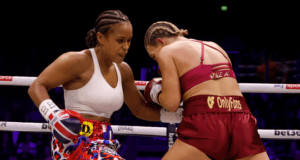 Natasha Jonas just about retained her IBF welterweight world title against Mikaela Mayer in Liverpool (Lawrence Lustig, Boxxer)