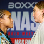 Jonas and Mayer face-to-face ahead of their world title fight Photo Credit: Lawrence Lustig/BOXXER
