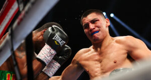 Vergil Ortiz Jr stopped Fredrick Lawson in the first round in Las Vegas on Saturday Photo Credit: Cris Esqueda / Golden Boy Promotions