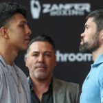 Munguia and Ryder face-to-face at Thursday’s press conference Photo Credit: Ed Mulholland/Matchroom