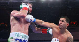 Edgar Berlanga stopped Padraig McCrory in the sixth round in Florida on Saturday Photo Credit: Ed Mulholland/Matchroom