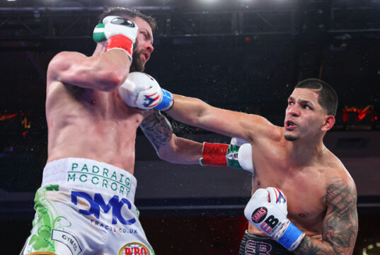 Edgar Berlanga stopped Padraig McCrory in the sixth round in Florida on Saturday Photo Credit: Ed Mulholland/Matchroom