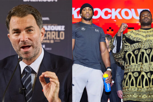 Hearn's charge Joshua will take on Ngannou in ten days' time. (Photo Credit, Mark Robinson Matchroom, DAZN)
