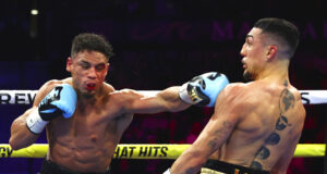 Teofimo Lopez retained his WBO super lightweight world title with a contentious unanimous decision win over Jamaine Ortiz in Las Vegas on Thursday Photo Credit: Mikey Williams/Top Rank