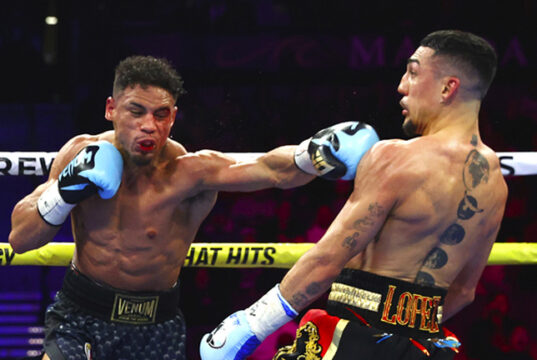 Teofimo Lopez retained his WBO super lightweight world title with a contentious unanimous decision win over Jamaine Ortiz in Las Vegas on Thursday Photo Credit: Mikey Williams/Top Rank