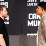 Canelo and Munguia face-to-face ahead of their clash on May 4 in Las Vegas Photo Credit: Ryan Hafey/Premier Boxing Champions