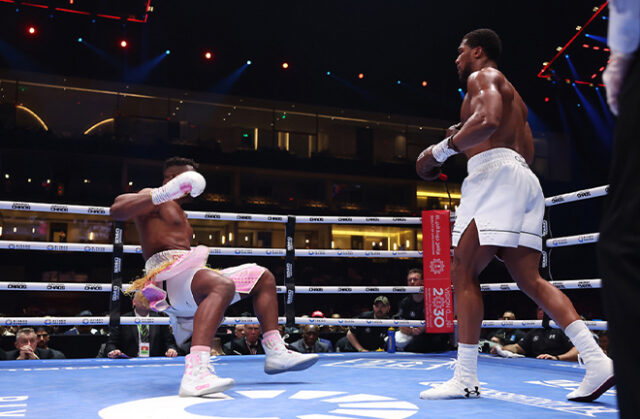 Joshua proved far too much for Ngannou in Riyad.  (Photo: Mark Robinson, Matchroom)