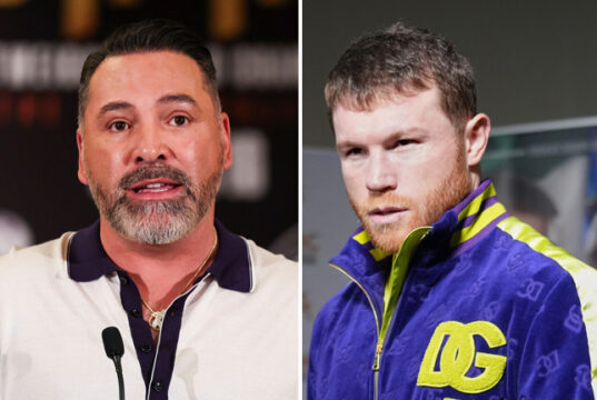 Oscar De La Hoya has opened up on the disagreements he had before making Canelo Alvarez vs Jaime Munguia Photo Credit: Golden Boy / Cris Esqueda/Esther Lin/SHOWTIME