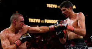 Tszyu vs Fundora was a bloody affair in Las Vegas (John Locher AP)