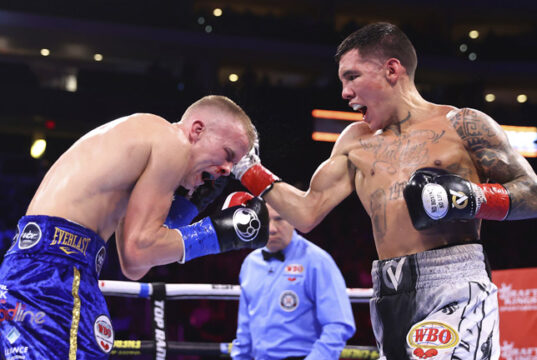 Oscar Valdez stopped Liam Wilson in the seventh round in Arizona on Friday Photo Credit: Mikey Williams/Top Rank