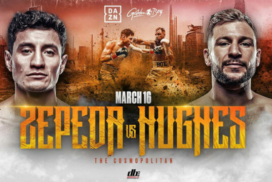 William Zepeda faces Maxi Hughes in a lightweight title eliminator in Las Vegas on Saturday Photo Credit: Golden Boy Boxing