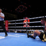 Parker climbed off the canvas twice to defeat Zhang Photo Credit: Mark Robinson/Matchroom Boxing
