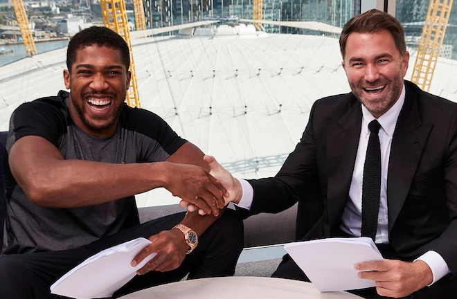 Joshua signed a career-long promotional contract with Hearn in 2021 Photo Credit: Mark Robinson/Matchroom Boxing