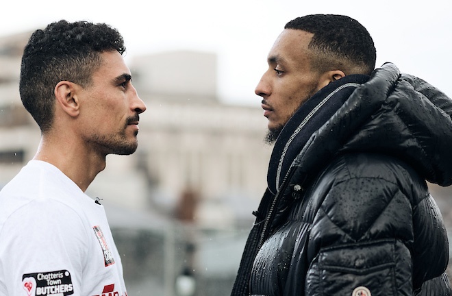 Gill and Barrett came face-to-face on Tuesday Photo Credit: Mark Robinson/Matchroom Boxing