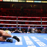 Vergil Ortiz Jr warmed up for a summer showdown with Tim Tszyu by knocking out Thomas Dulorme in the opening round in Fresno on Saturday Photo Credit: Golden Boy / Cris Esqueda