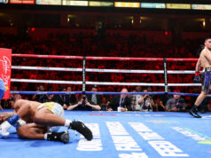 Vergil Ortiz Jr warmed up for a summer showdown with Tim Tszyu by knocking out Thomas Dulorme in the opening round in Fresno on Saturday Photo Credit: Golden Boy / Cris Esqueda