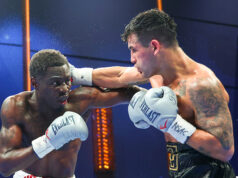 Richardson Hitchins overcame Gustavo Lemos on points in their IBF super lightweight title final eliminator in Las Vegas on Saturday Photo Credit: Ed Mulholland/Matchroom