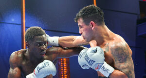 Richardson Hitchins overcame Gustavo Lemos on points in their IBF super lightweight title final eliminator in Las Vegas on Saturday Photo Credit: Ed Mulholland/Matchroom